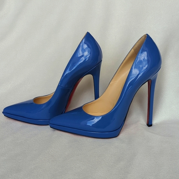 CHRISTIAN LOUBOUTIN | Pigalle Plato Blue Royal Patent Heels, 👠 🎁 💝 - Picture 6 of 12
